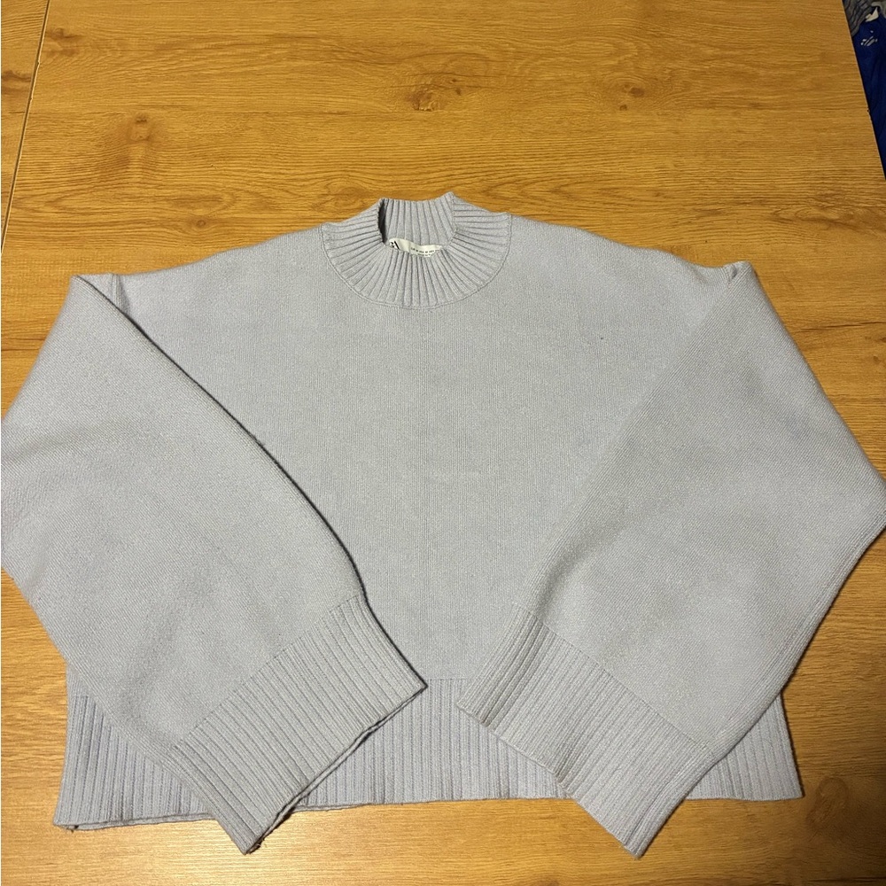 Zara Heather Gray Ribbed Knit Top
